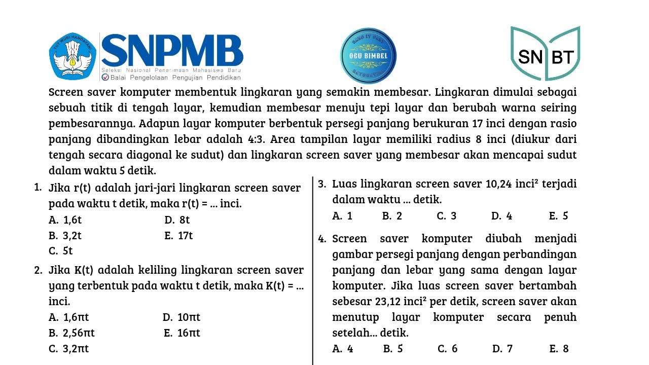FR Soal Asli Penalaran Matematis SNBT 2024 (Screen Saver Komputer)