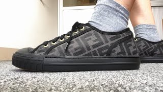 Fendi Mens New Summery Canvas Monogram Low Top Sneaker Hd On Feet