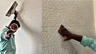 Modern Wall Texture Stencil Design | Wall Texture Painting ideas by Om painting works 97,701 views 3 months ago 8 minutes, 21 seconds