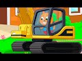 Cats Family in English - Huge Excavator Cartoon for Kids