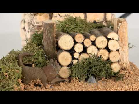 Gatto e topo in movimento dalla legnaia per statue 10 cm Video