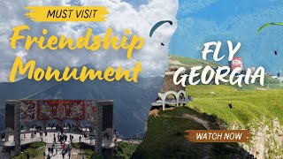 Friendship Monument Georgia Paragliding In Gudauri Georgia Russia Friendship Drone View