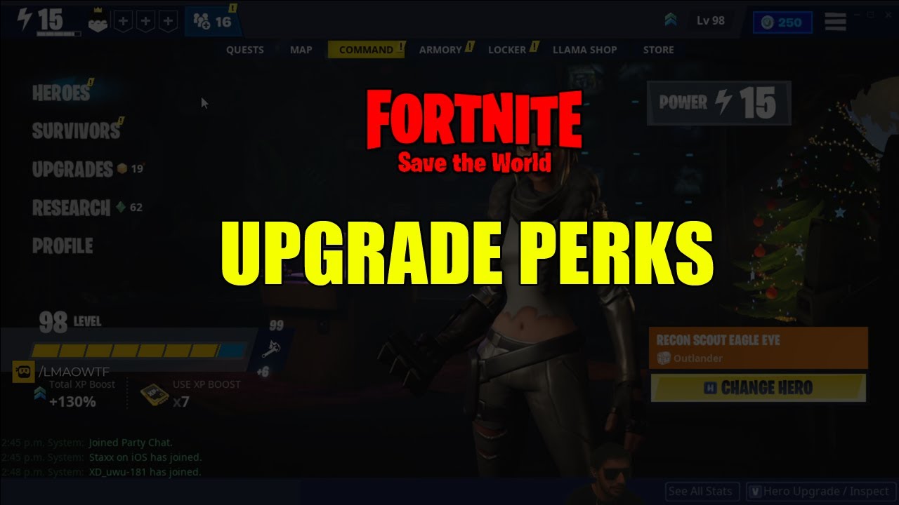 How to Upgrade Your Perks in Fortnite Save the World YouTube