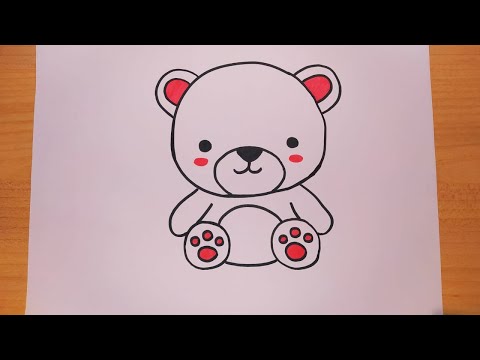 رسم سهل رسم دب صغيركيوت بطريقه سهلة جدا رسم دبدوب