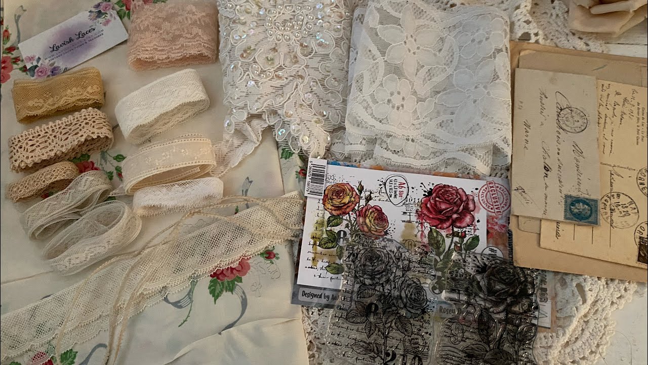 Beautiful laces ,ephemera & sharing my latest 2 dt projects @LavishLaces 