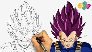 how to draw vegeta ultra ego face || رسم فيجيتا الغرور الفائق | تعلم رسم الانمي