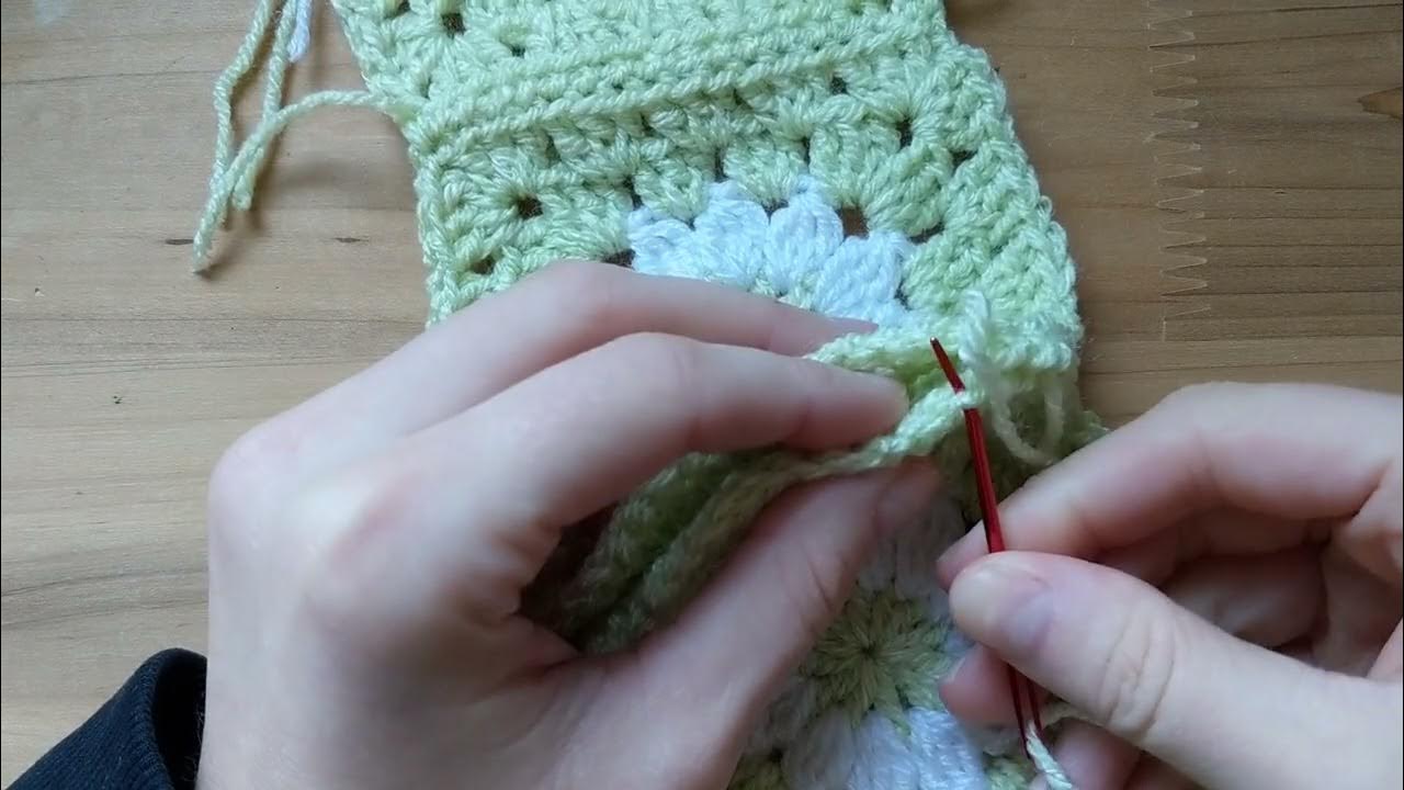 How to whip stitch granny squares YouTube