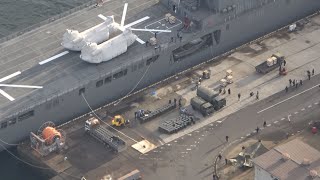 海自輸送艦に支援物資搭載 呉からトンガへ出航予定