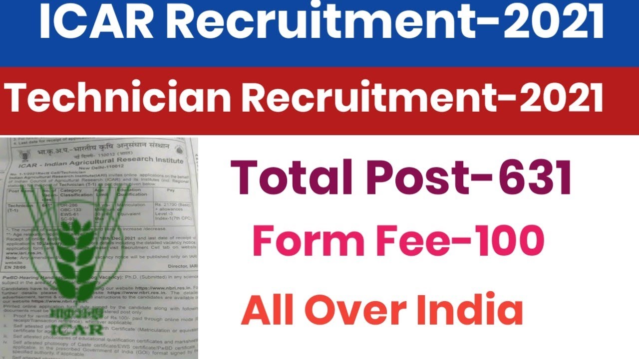 ICAR RECRUITMENT OUT||TOTAL POST-641||FORM FEE-100||ALL OVER INDIA||GOOD NEWS FOR ALL