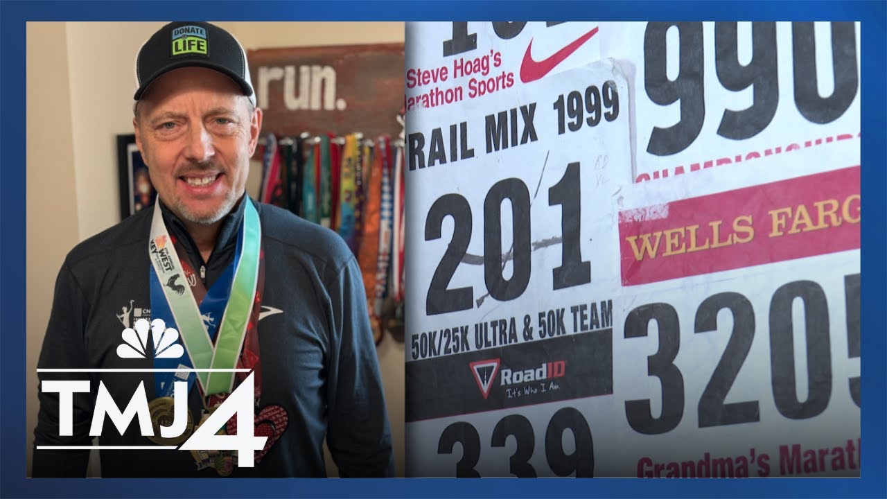 Runner beats odds, runs marathon one year after heart transplant - YouTube