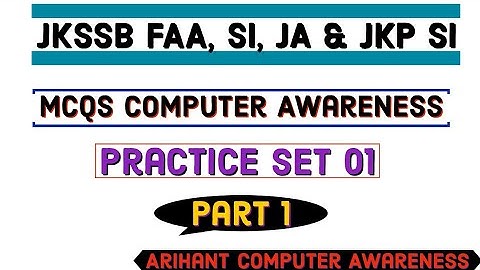 Practice Set 01 Computer Awareness | Part 1 | Jkssb Finance Accounts Assistant and sub inspector |