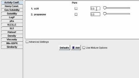 COSMOtherm: Activity Coefficients & Excess Gibbs Free Energy