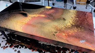 Liquid Gold and Bronze + Lacing and Cells GALORE!! ~ Swipe w/ Australian Floetrol ~ Acrylic Pouring