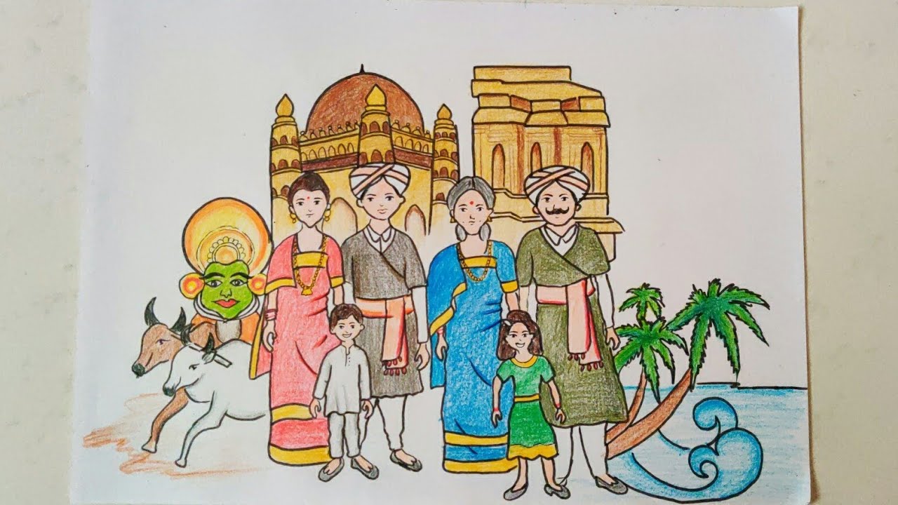 History and heritage drawing/cultural diversity of India 🇮🇳 - YouTube