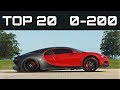 TOP 20 FASTEST 0-200 CARS | Forza Horizon 4 | Unreal Accelerations!