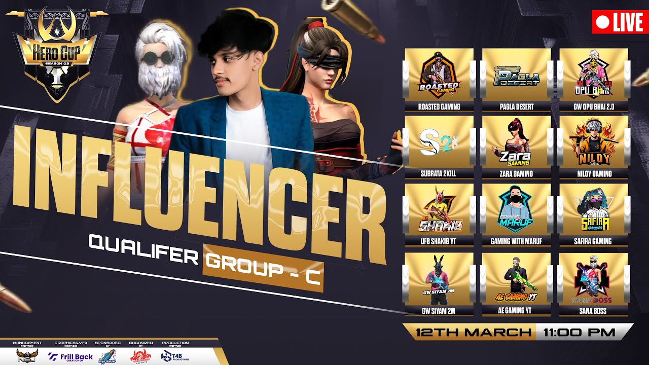 [🔴LIVE] INFLUENCERS QUALIFIERS GROUP C || HERO CUP SEASON 3 II FT ...