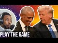 Donald Trump &amp; Barack Obama talk and laugh with each other.