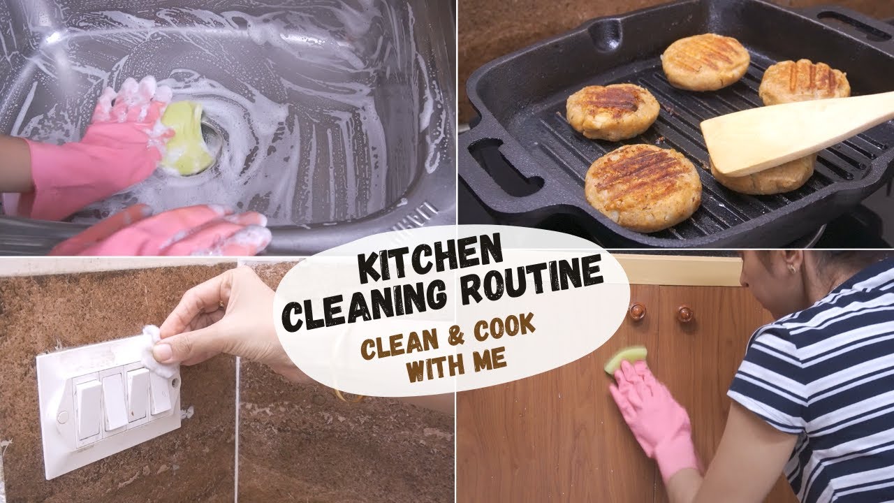 EASY KITCHEN CLEANING ROUTINE | Cleaning Motivation | Cooking Indian ...