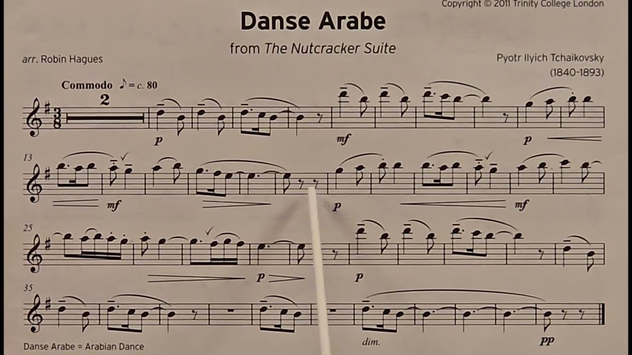 Danse Arabe by Pyotr Ilyich Tchaikovsky piano accompaniment at rehearsal speed