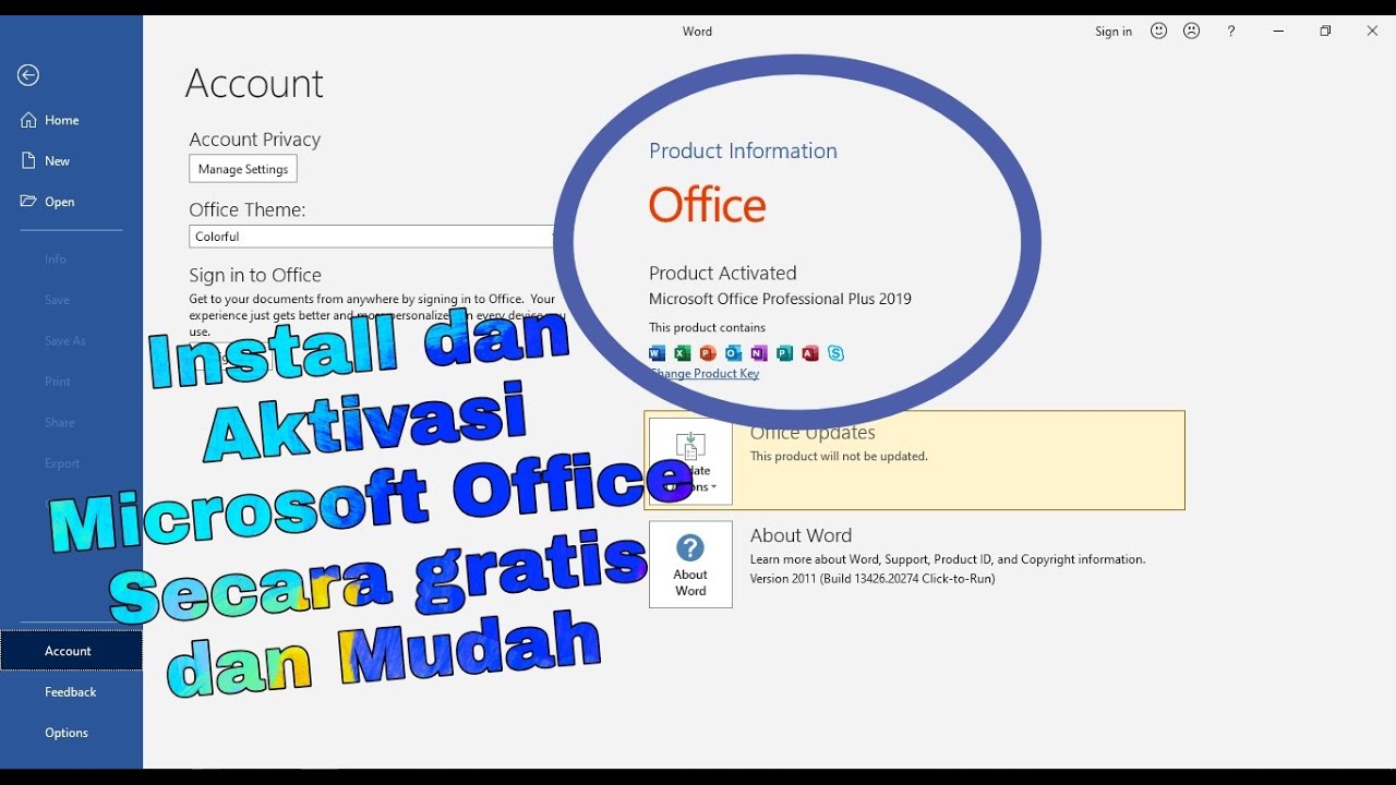 Cara Install Microsoft Office 2019 Pro Secara Gratis Dan Mudah - YouTube