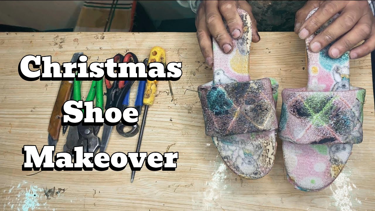 Разбитые Туфли Превращены в Красные Рождественские Пушистые Обуви