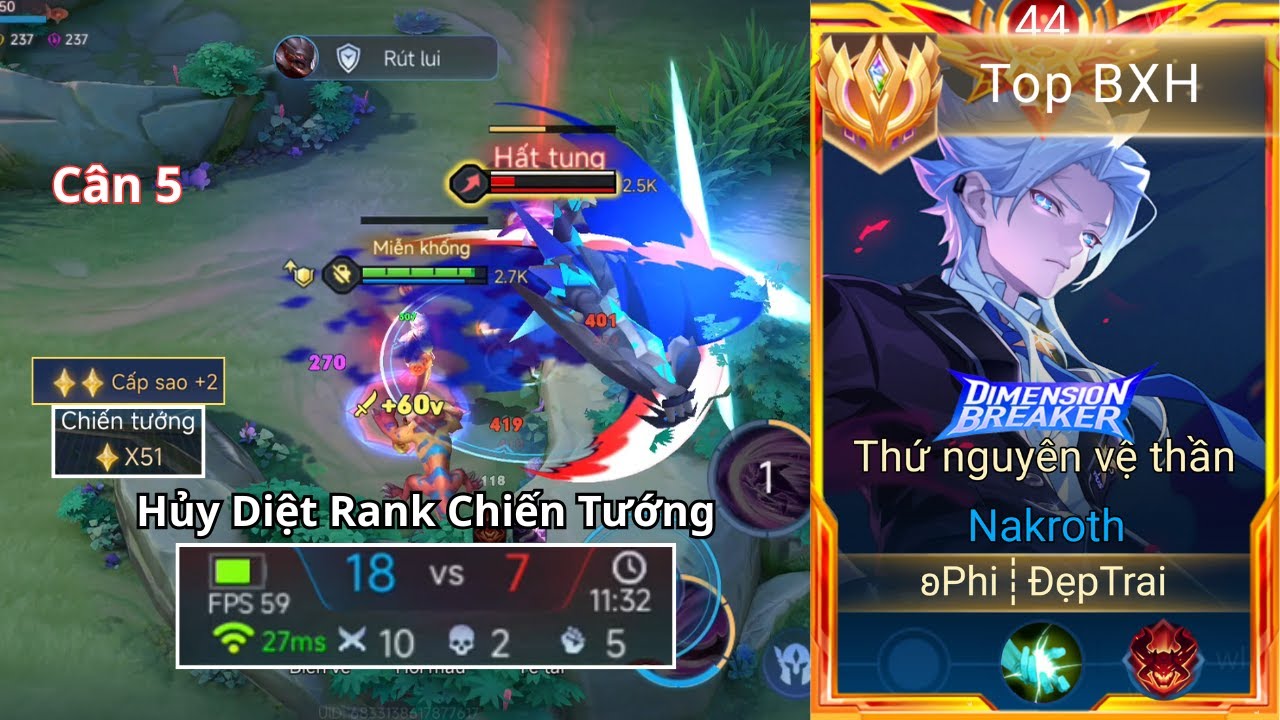 37 Phút Múa Nakroth Gánh Team Hủy Diệt Rank Chiến Tướng Leo Rank Chiến Thần Của Top 1 Nakroth