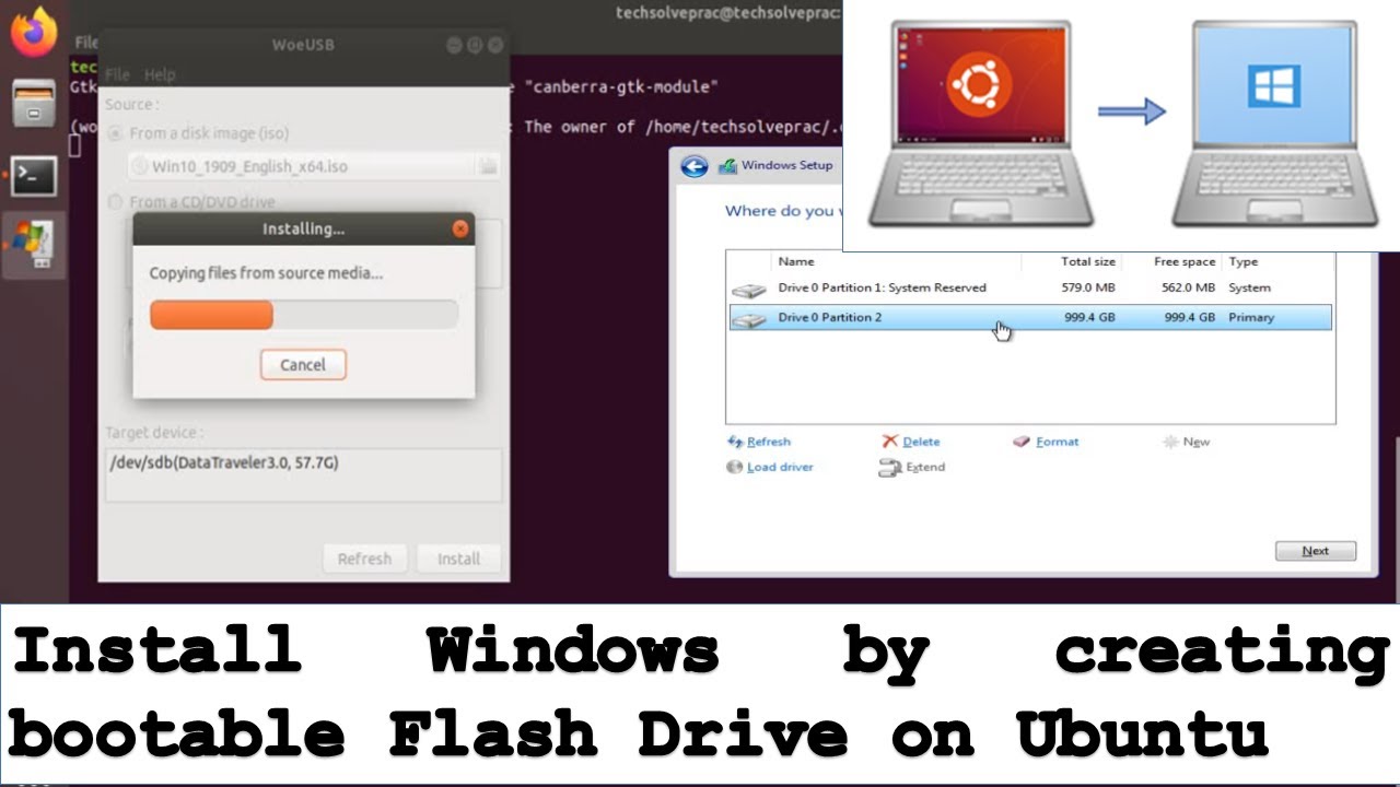 how to install ubuntu from usb while running windows 10