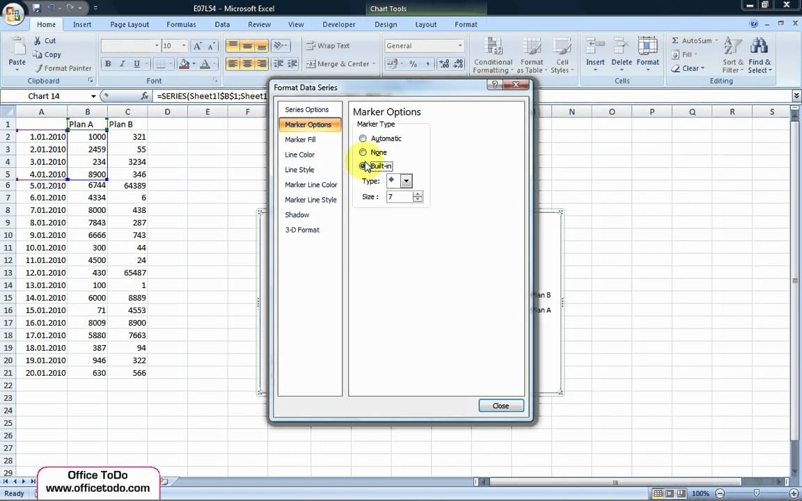 change symbols for a graphin excel on mac