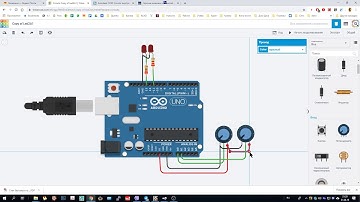 Tinkercad. Подключение 2х потенциометров к Arduino.