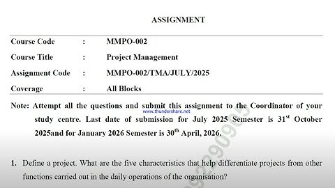 IGNOU MMPO - 002 Solved Assignment July 2025 Jan 2026 PDF | MBA | Project Management