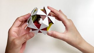 【How to make a kusudama】折り紙6枚でくす玉を作ってみた