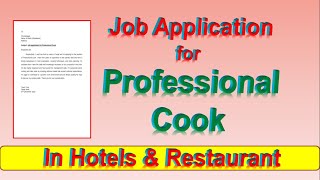 Job application letter for Cook | Chef job application letter for employment in hotels & Restaurants