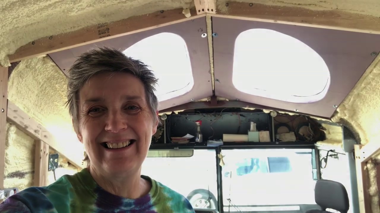 Insulating Front Skylights - Vlog 88 School Bus Conversion - YouTube