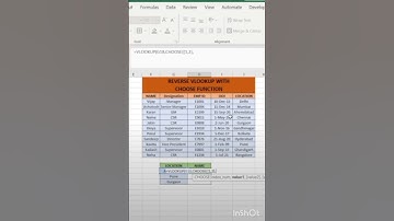 Reverse vlookup with choose formula | How to use reverse vlookup formula in Excel