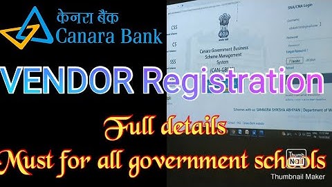 Canara Bank Vendor Registration full details