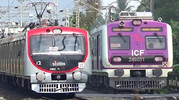 Quick Accelerating Katwa Howrah BEML Local+Katwa Pink ICF Local Train Dangerously skipping Railgate