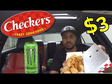 Checkers + New Monster Energy Drink MUKBANG | Eating Show In My Dodge Charger | YouTube Money