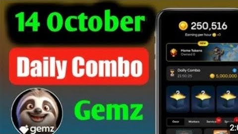 14 October Gemz Daily Combo Today | Gems Daily Combo Card Today |  Daily Combo Gemz🔥