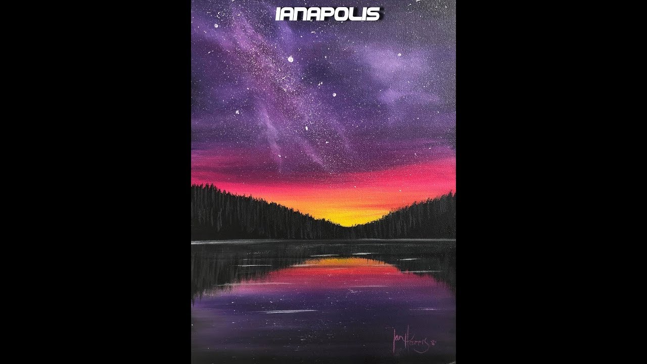 288 How to paint a setting night sky scene YouTube