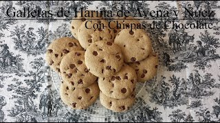 Sin harinas refinadas: Galletas de Avena y Nuez con Chispas de Chocolate. Deliciosas y Nutritivas