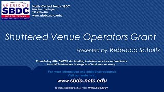 Shuttered Venue Operator Grant