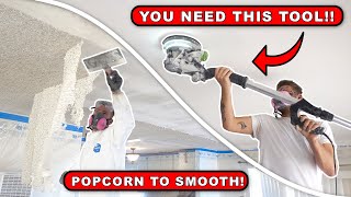 HOW TO REMOVE POPCORN CEILINGS LIKE A PRO!! Smooth Skim Coat DIY
