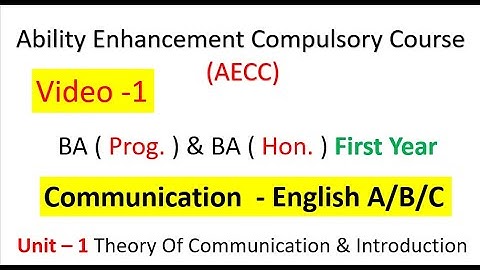 Communication  English  Unit–1 Theory Of Communication & Introduction BA  Prog & BA Hon First Year