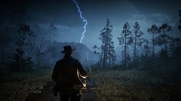 Walking Through Heavy Rain & Thunderstorms – 8 Hours of Relaxing RDR2 ASMR Ambience