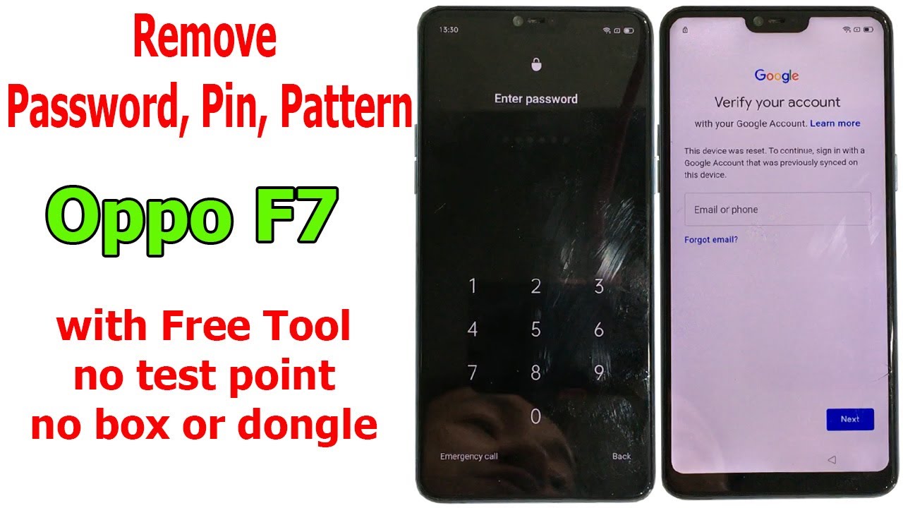 Remove Password, Pin Lock, Pattern Oppo F7 with free tool, no test