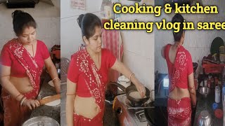 Indian Housewife Cooking & Kitchen Cleaning Vlog In Sareesaree Vlogrequested Video