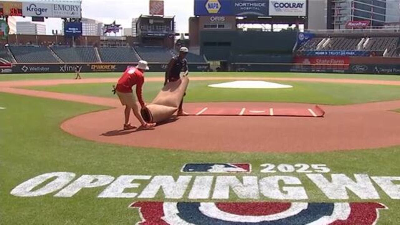 Truist Park grounds crew prepares field for Braves home opener