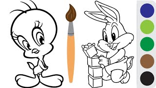 How to coloring in looney tunes characters,baby looney tunes drawing