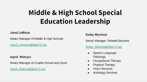 DPS Middle & High School Special Ed: Who can I ask to partner with for the Transition IEP?