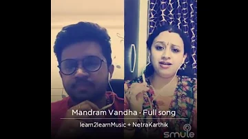 Mandram vantha thendralukku 🎶🎼🎶 smule cover by Nikhil Mathew and NetraKarthik.